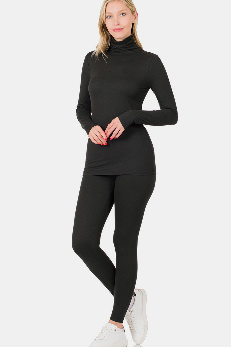 Zenana Full Size Turtleneck Top and Leggings Lounge Set