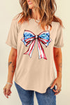 Bow Graphic Round Neck Short Sleeve T-Shirt