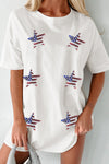 US Flag Star Round Neck Half Sleeve Oversize T-Shirt