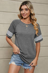 Striped Round Neck Short Sleeve T-Shirt