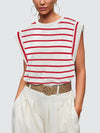 Striped Round Neck Cap Sleeve T-Shirt