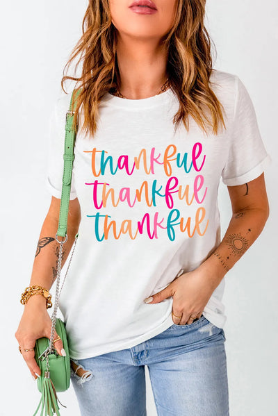 Full Size THANKFUL Round Neck Short Sleeve T-Shirt