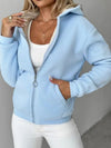 Full Size Zip Up Long Sleeve Hooded Outerwear