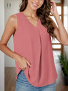 Full Size Ruched V-Neck Tank