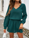 Devine Cutout V-Neck Long Sleeve Mini Dress