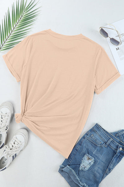 Bow Graphic Round Neck Short Sleeve T-Shirt