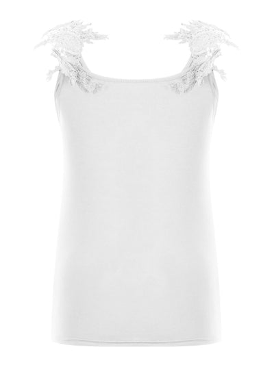 Full Size Lace Detail Scoop Neck Tank