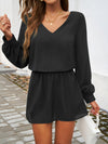 Devine Cutout V-Neck Long Sleeve Mini Dress