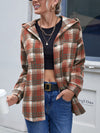 Plaid Button Up Long Sleeve Hooded Jacket