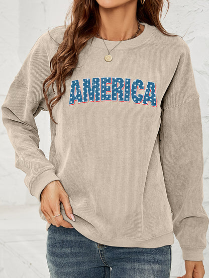 AMERICA Graphic Dropped Shoulder Sweatshirt