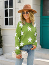 Star Round Neck Dropped Shoulder Sweater