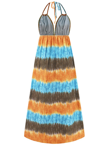 Tie-Dye Halter Neck Sleeveless Dress