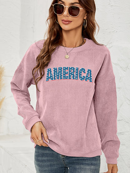 AMERICA Graphic Dropped Shoulder Sweatshirt