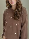 Heart Round Neck Long Sleeve Sweater