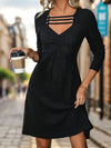 Perfee Cutout Long Sleeve Knee Length Dress