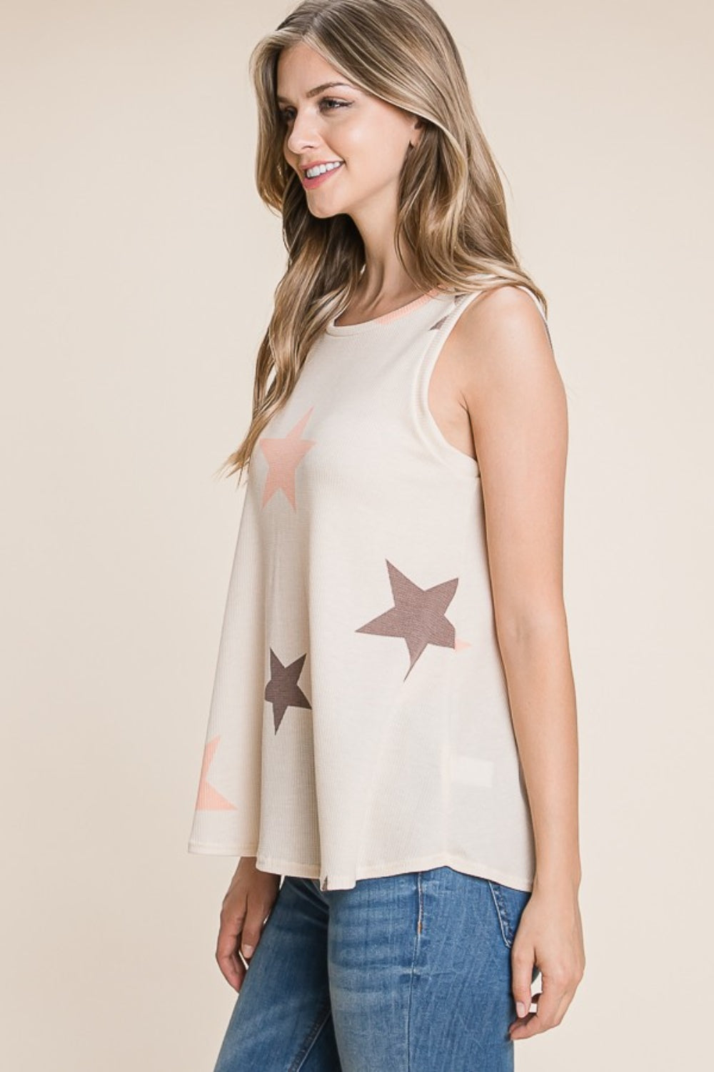 BOMBOM Star Print Round Neck Tank