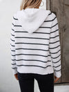 Striped Button Up Long Sleeve Hooded Cardigan