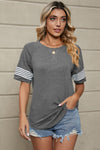 Striped Round Neck Short Sleeve T-Shirt