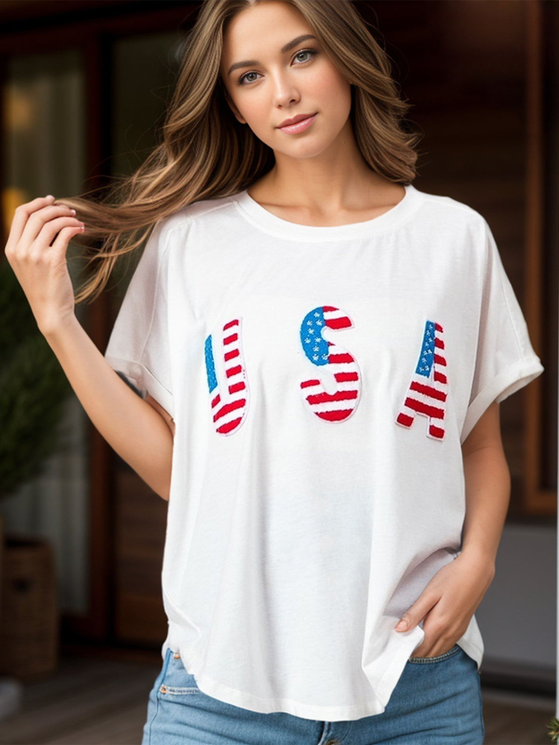 USA Round Neck Short Sleeve T-Shirt