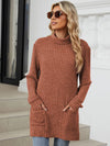 Ribbed Mock Neck Long Sleeve T-Shirt