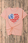 Heart Round Neck Short Sleeve T-Shirt