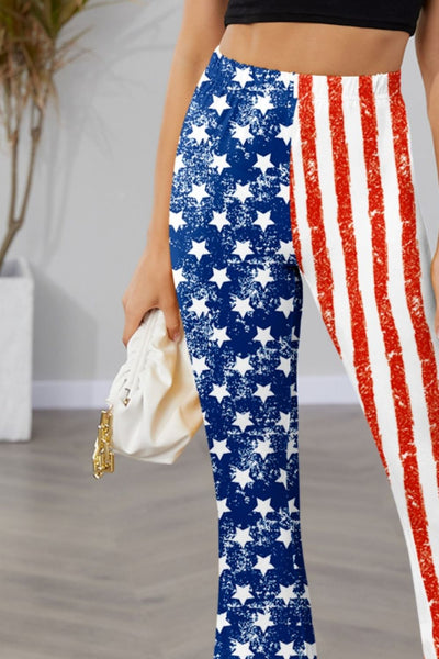 FAM-FAM Star & Stripes High Waist Bootcut Pants