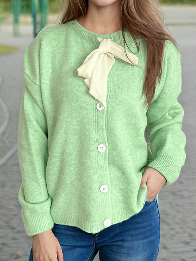 Tied Button Down Long Sleeve Cardigan