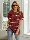 Striped Round Neck Short Sleeve T-Shirt