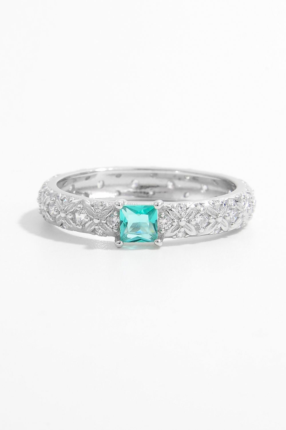 925 Sterling Silver Square Zircon Ring