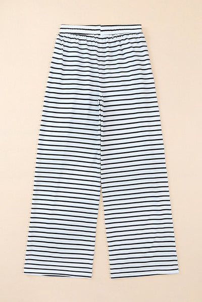 Striped Drawstring Waist Wide Leg Pants