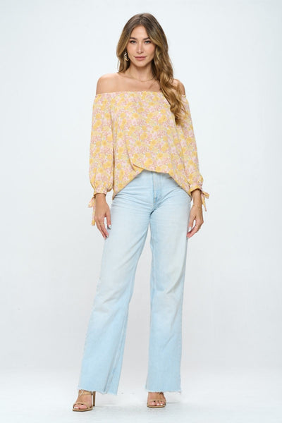 RENEE C Floral Off-Shoulder Long Sleeve Blouse