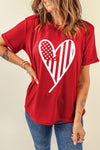 Heart Round Neck Short Sleeve T-Shirt