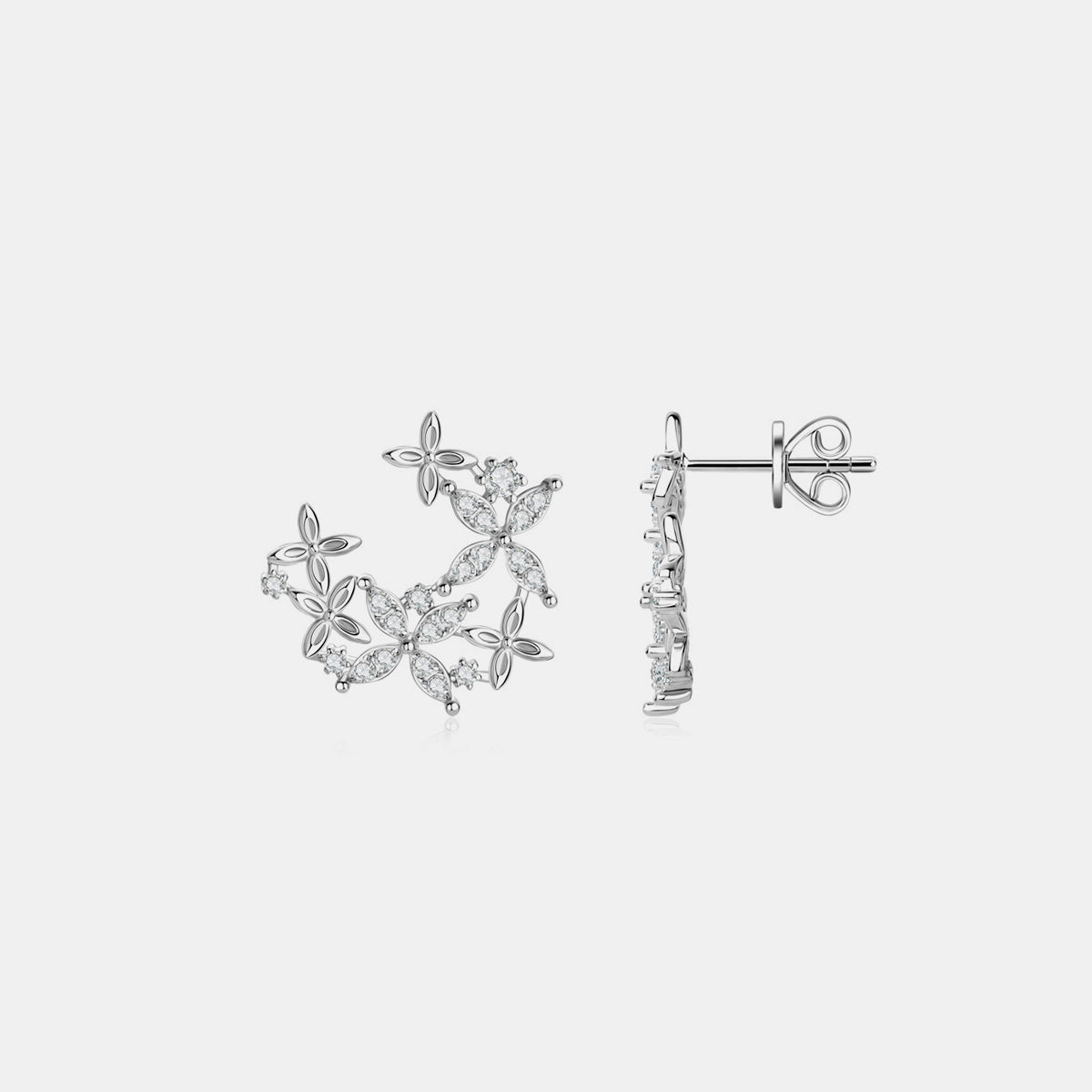 925 Sterling Silver Moissanite Lucky Clover Earrings