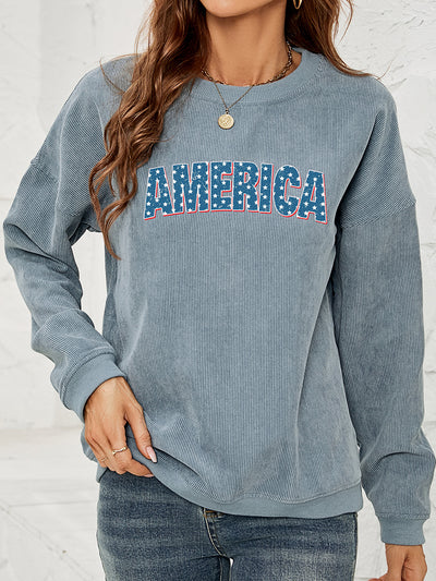 AMERICA Graphic Dropped Shoulder Sweatshirt