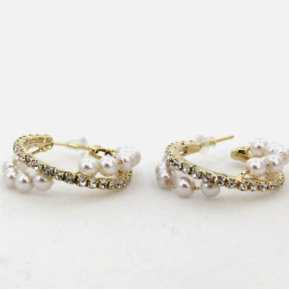 Alloy Pearl Hoop Earrings