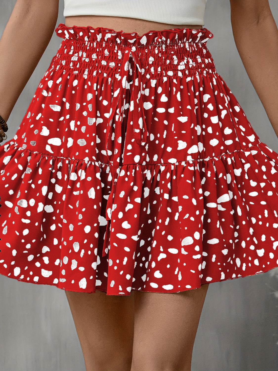 Frill Tied Printed Mini Skirt