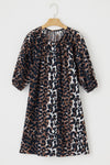 Leopard Button Up Half Sleeve Mini Dress