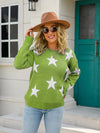 Star Round Neck Dropped Shoulder Sweater