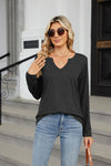 Notched Long Sleeve T-Shirt