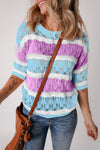 Color Block Round Neck Knit Top