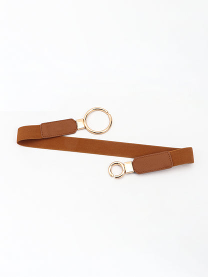 Double Ring Buckle Elastic PU Belt